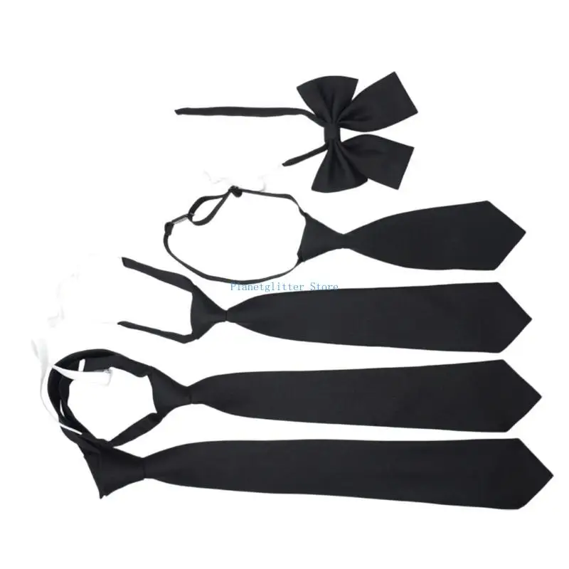 

652B Fashion Black Neck Tie Korean Japanese College JK Pre-Tied Adjustable Bowtie