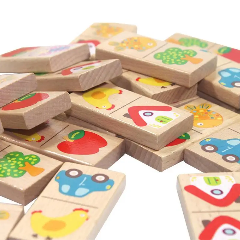 1Set Holz Domino Idiom Joint Kit kinder Spielzeug Frühen Lernen Puzzle Spiel Montessori Pädagogisches Spielzeug Für Kinder