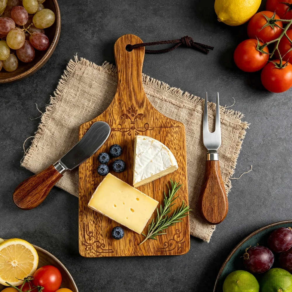 

Cheese board set&mini cooked food board - elegant square board - natural wood grain - wedding, party cheese board and set