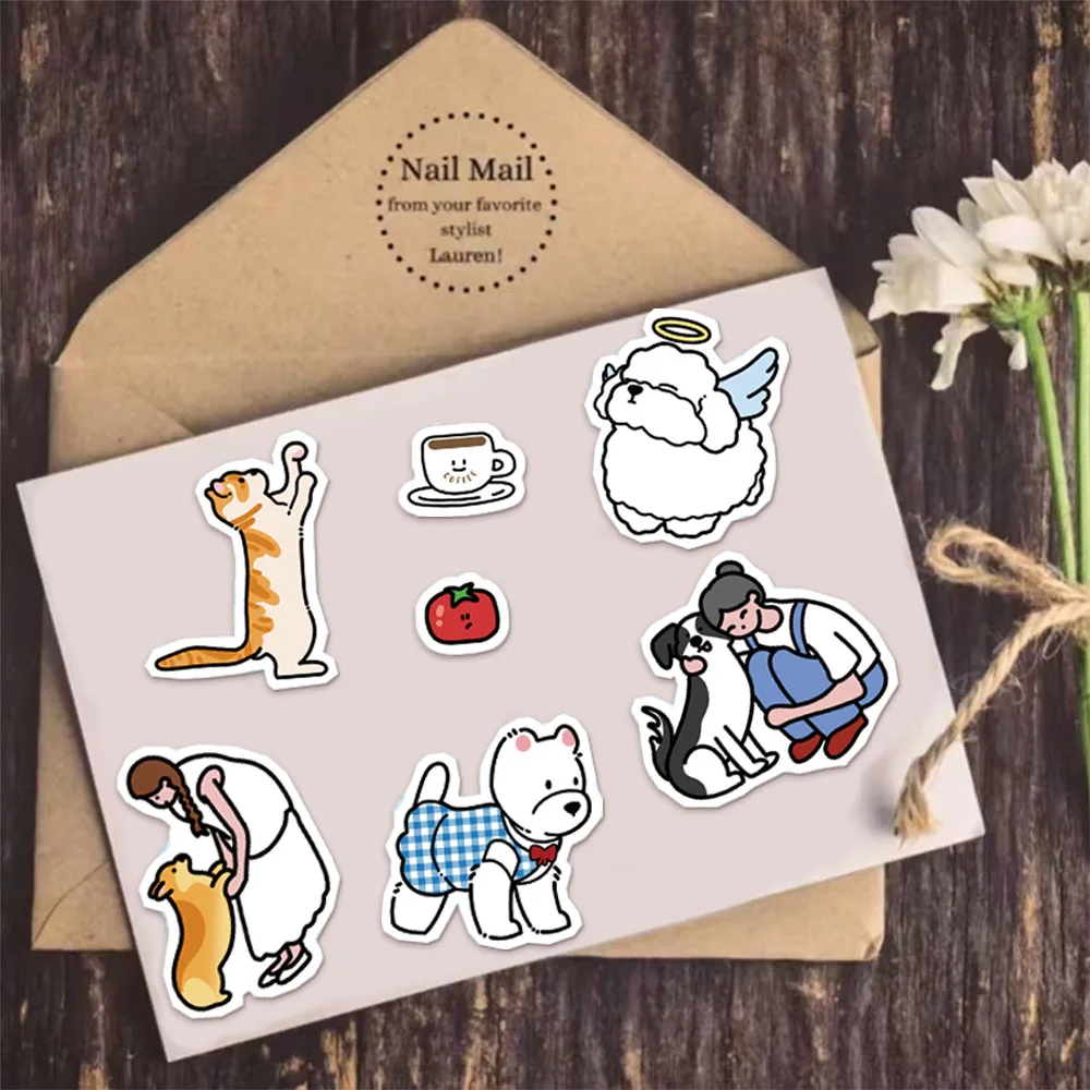 8 قطع لطيف الحيوانات الأليفة متعة السوق الكرتون متعة الحيوان ملصقات DIY حالة الهاتف المحمول كوب ماء لعبة دراجة نارية ملصقات