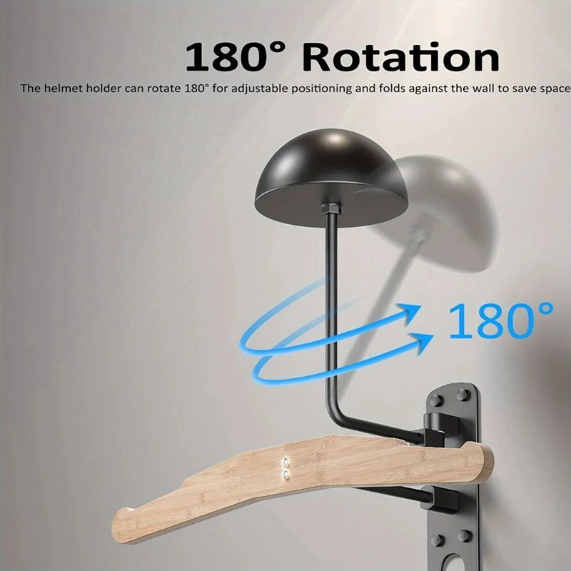 رف خوذة الدراجة النارية BAAD 180 °   حامل تخزين خوذة مثبت على الحائط، حامل لتوفير المساحة