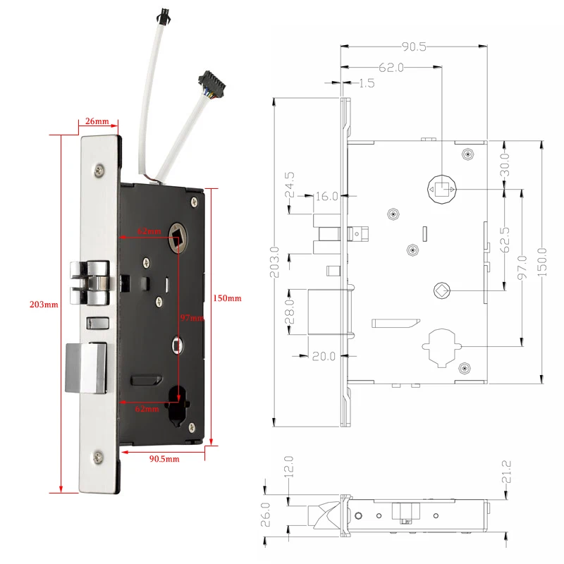 Nr. 2 kurze elektronische Hotels chloss USA Standard Ansi Einst eck schloss für Holztür