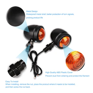 Sinais de giro retro para a motocicleta, Universal Single Wire Lights, Cafe Racer e Harley Acessórios, 4PCs, 12V 10 principais vendas piscas de moto 4 - №8