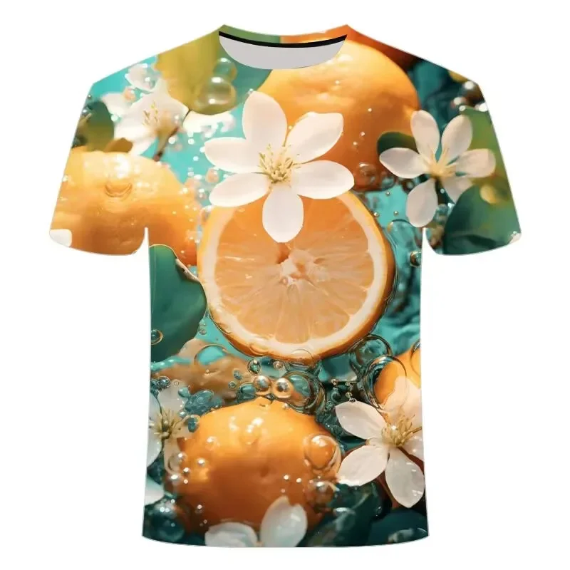 New 3D Fruits Lemon Orange Pritning T Shirt Blueberry Dragon Fruit Graphic T-shirts For Men Summer Kawaiian Tee Shirts Clothing