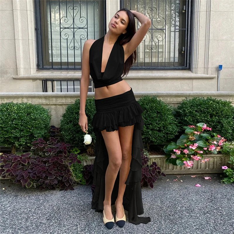 

Плиссированное женское платье для выпускного вечера с лямкой на шее, вечернее платье без рукавов с открытой спиной, абрикосовое черное платье-футляр, тонкая вечерняя юбка, новый дизайн на складе