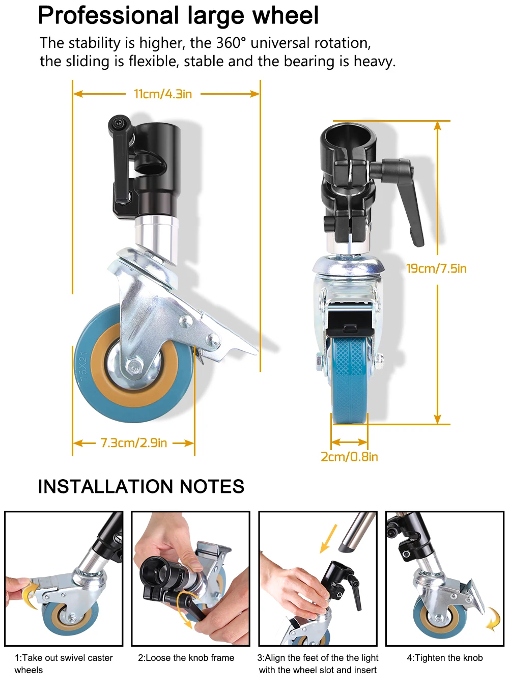 SH 2.6/3.3M Black&Silver Photography C Stand Light Stand Heavy Duty Stainless Steel Magic Leg Arm Crossbar Grip Head Tripod