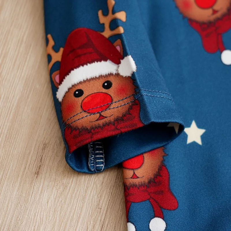 Christmas Reindeer Print Newborn Clothes Soft 0-18 Boys And Girls Spring And Autumn Long Sleeved Baby Triangle Jumpsuit