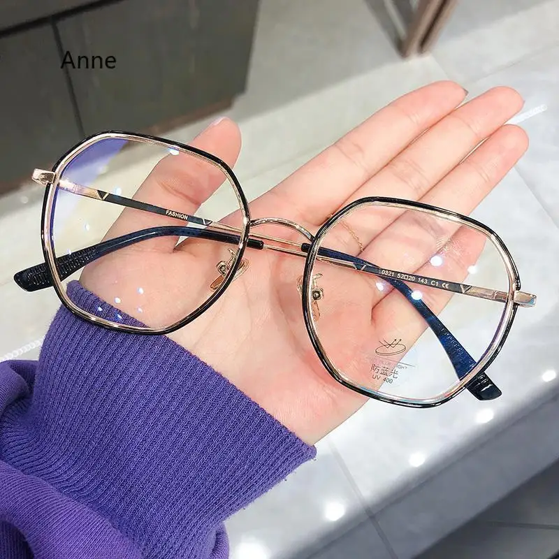 New Myopia Glasses for Women Polygon Frame Increased Vision Reading Glasses Men Anti-blue Light Transparent Computer Glasses