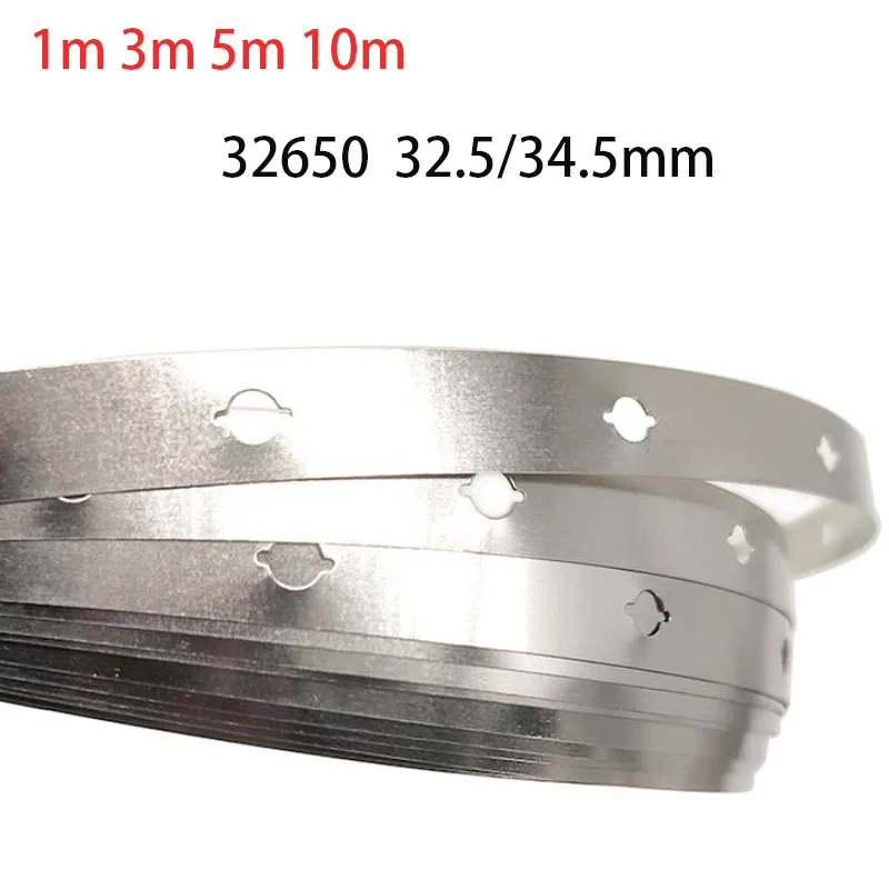 

1m/3m/5m/10m 32650 Nickel Strip 32.5/34.5mm Open Hole No Solder 1P32650 Lithium Battery Nickel Sheet Nickel Plated Steel Strip