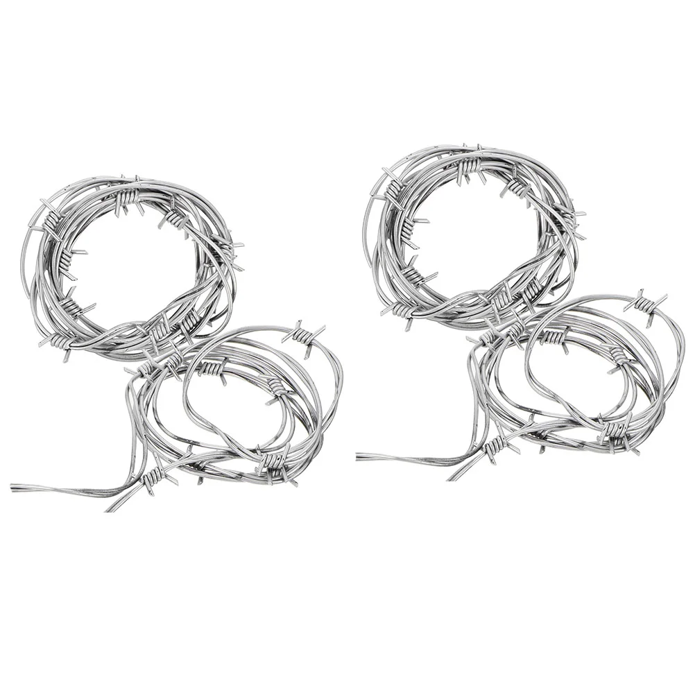 4 Pcs Simulation Wire Chain Halloween Decor Artificial Barbed Wires Prop Fake Props Prank Ornament Pvc Decoration