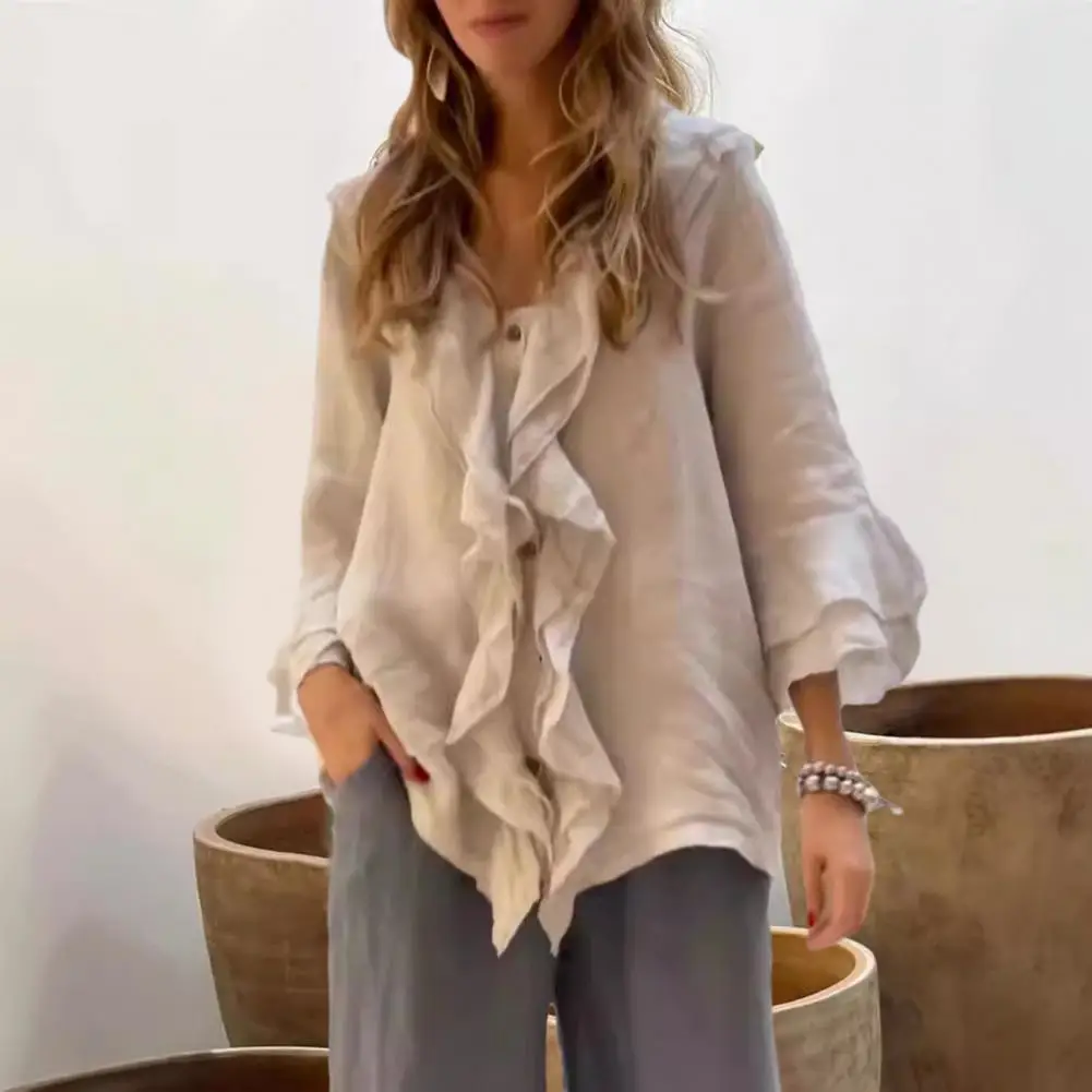 Kardigan z pojedynczą klatką piersiową z ozdobą damskich ulotek Wygodna bluzka w jednolitym kolorze Dziewięcioćmiernikowa, koreańska, nowa manga Top