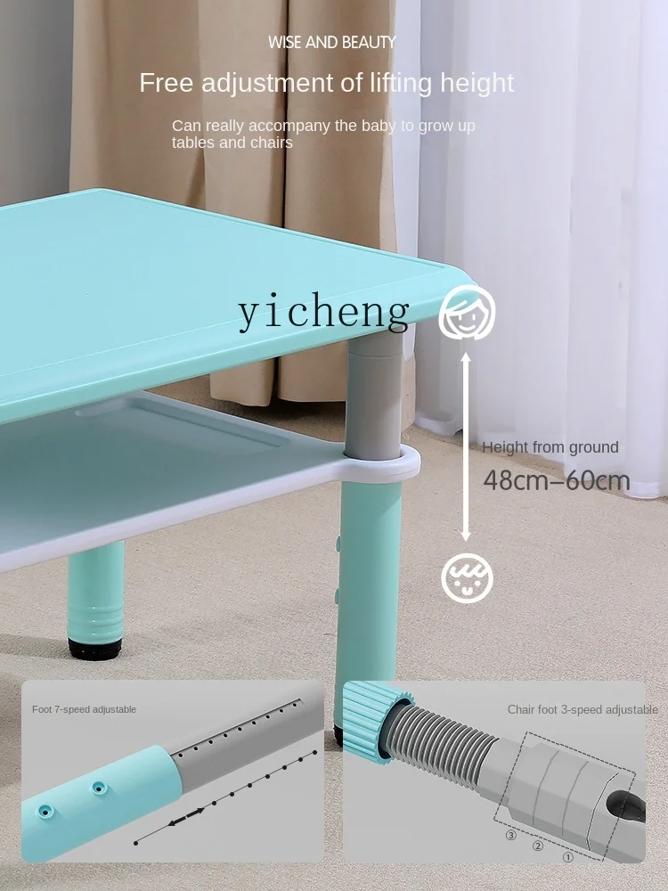 Tqh-Tables et chaises réglables pour enfants, table de jouet pour bébé, petite chaise en plastique trempé, table de jardin d'enfants, ménage