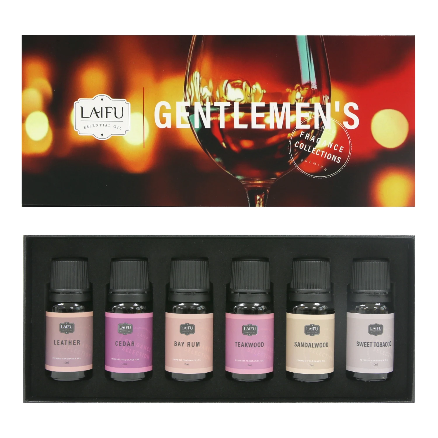 

6x10ml Premium Essential Oils for Diffusers & Candles, Essential Oils Scents Cedar, Sandalwood, Bay Rum, Teak, Tobacco, Leather