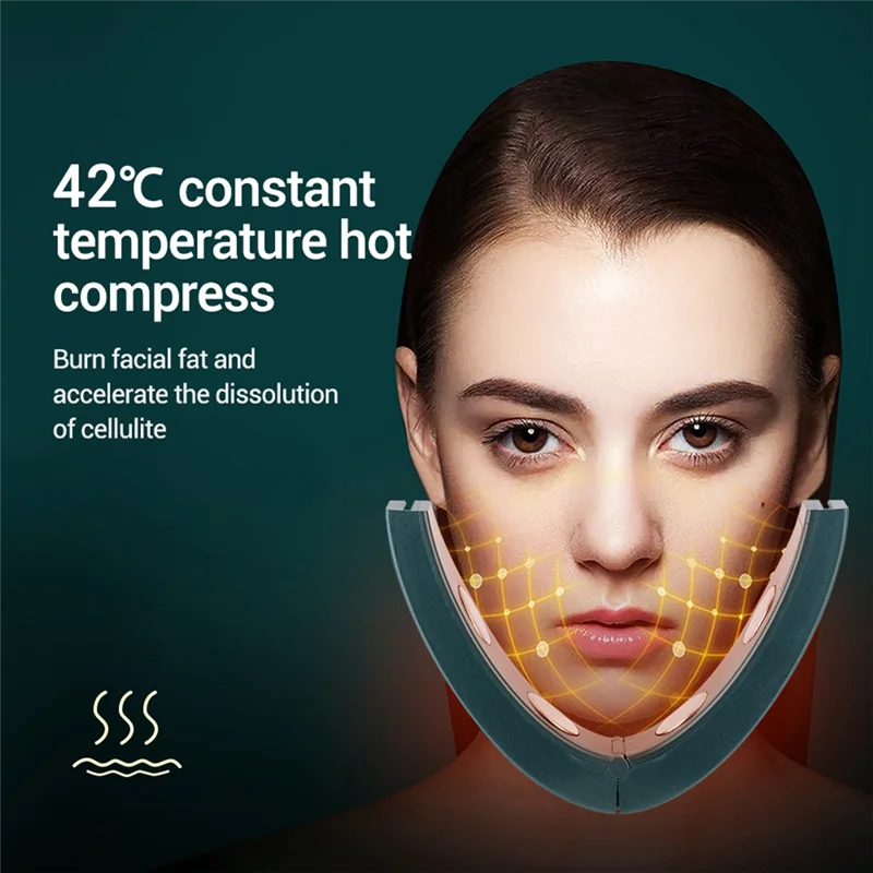 -MEOF EMS V-Face Dispositivo per il lifting del viso 6 modalità Ringiovanimento della pelle riscaldato Doppio mento Vibrazione Massaggiatore remoto wireless Facile installazione Pin