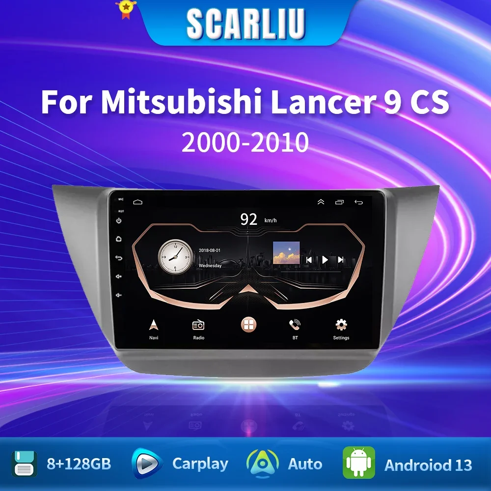 for Mitsubishi Lancer 9 CS 2000 2001 2002 2003 2004-2010 Wireless CarPlay Android Auto Radio 4G