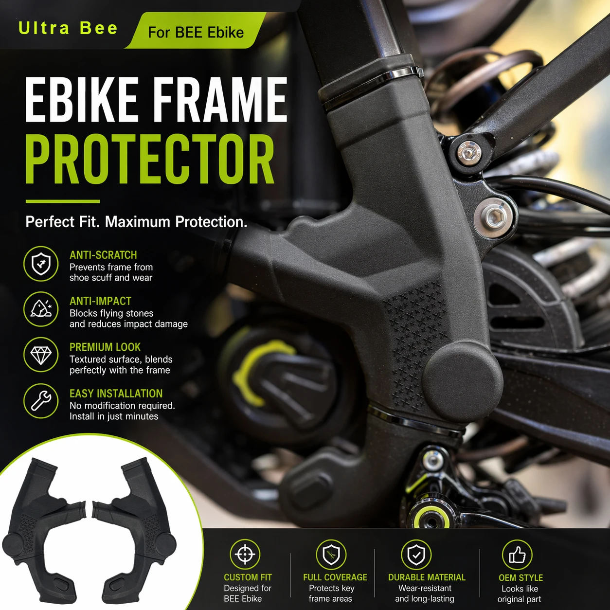 

Ultra Bee Frame Protector Anti Scratch Impact Resistant Cover for Electric Bicycle Frame Guard OEM Fit Durable Protection