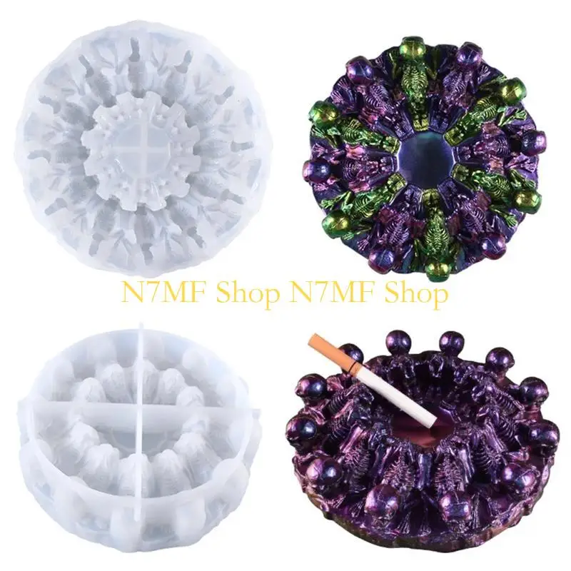 N7MF Skull Ashtray Silicone Mold Epoxy Resin Jewelry Mold Resin Casting Pendant Mold Suitable for Diy Resin Crafts