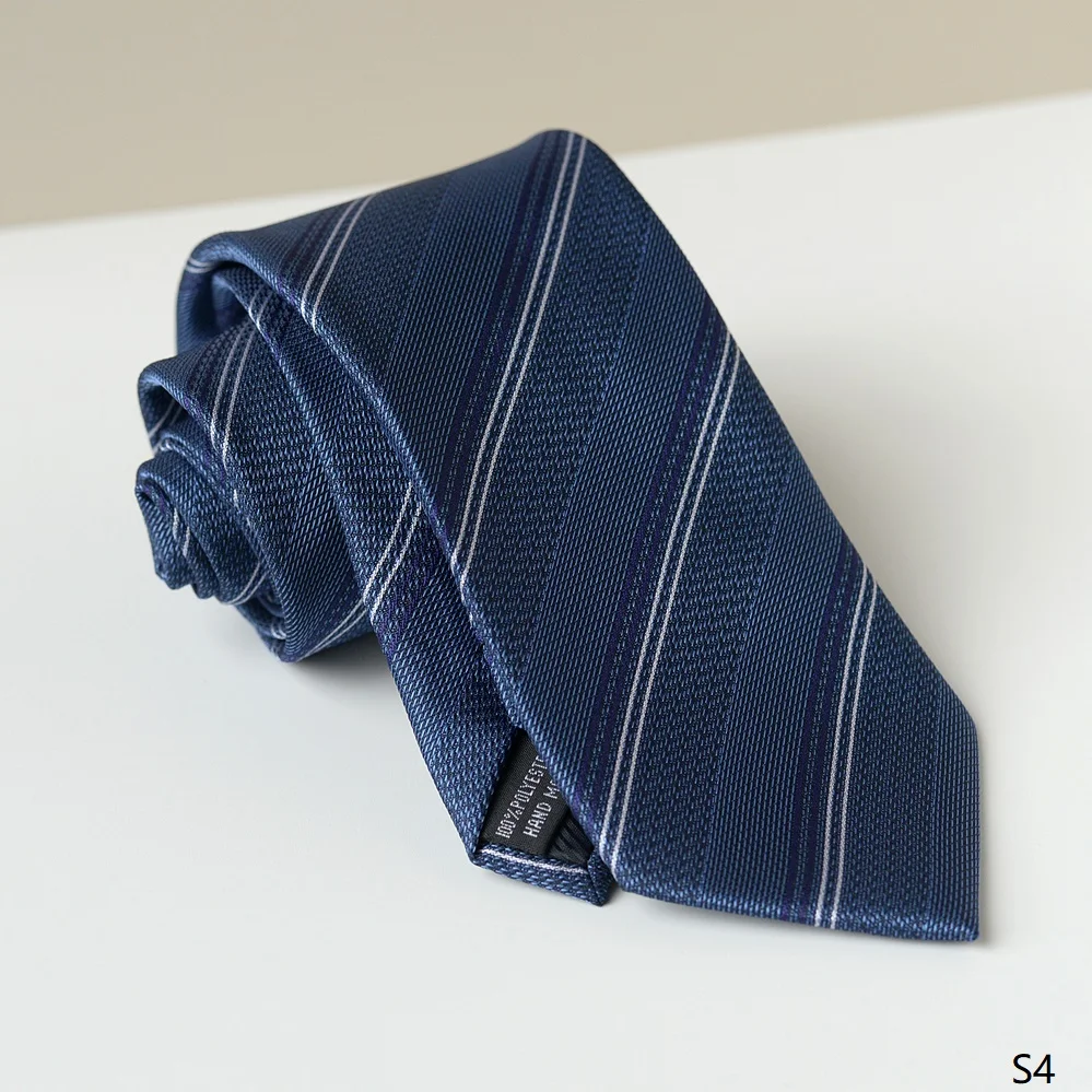 High Quality Blue Striped Tie For Men's Professional Wear Business Handmade Knotted Shirt Accessories 8CM Wide Version Cravat