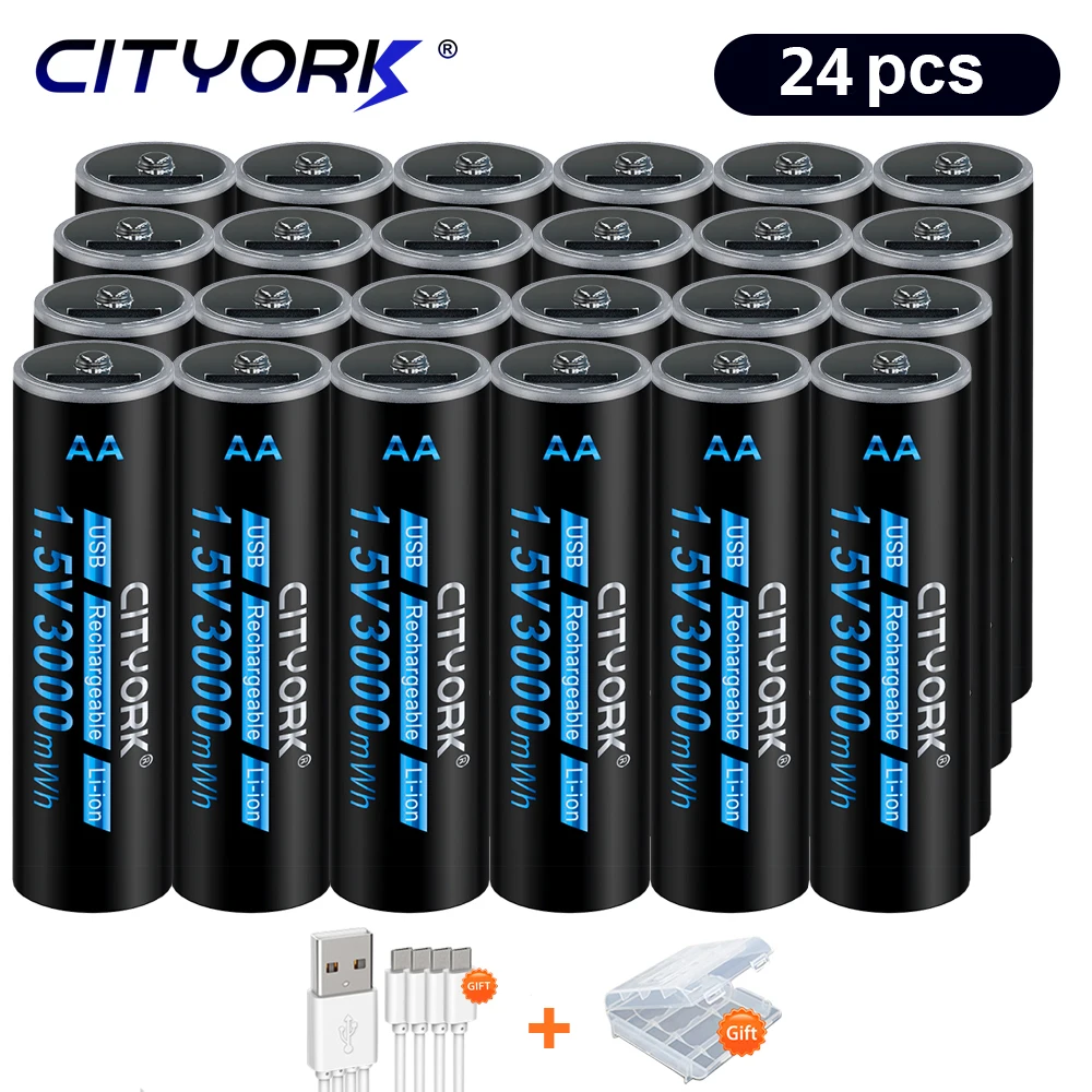 

CITYORK 4-32PCS 1.5V Li-ion 2A 3000mWh Rechargeable Battery USB Charging AA Lithium Battery For Mouse Clock Player Thermometer