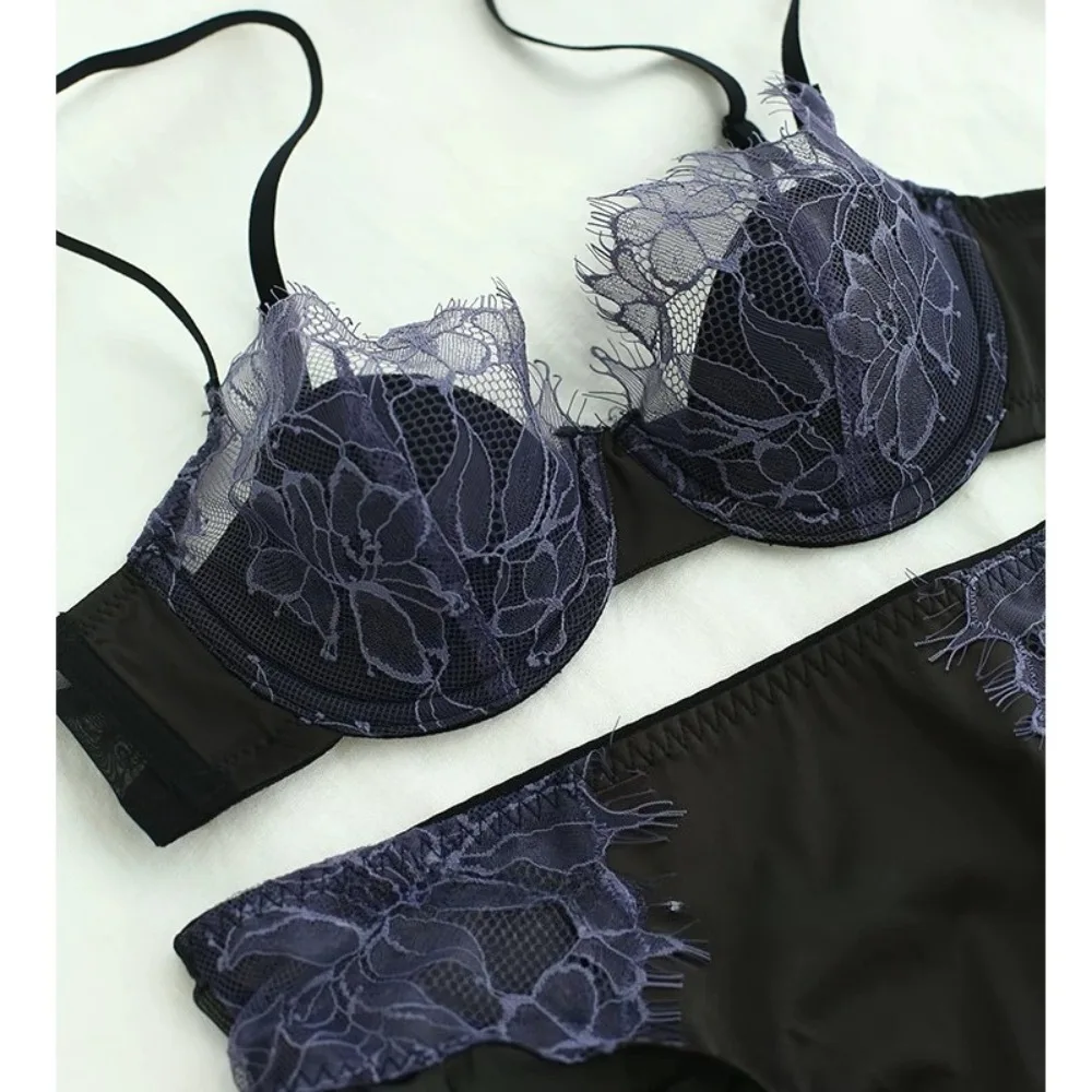 BANERDANNI Conjunto Sutiã Renda Cílios Francês Arame Macio Fino Push Up Oco Sensual Uso Diário Feminino Hot Trend Top Vendedor