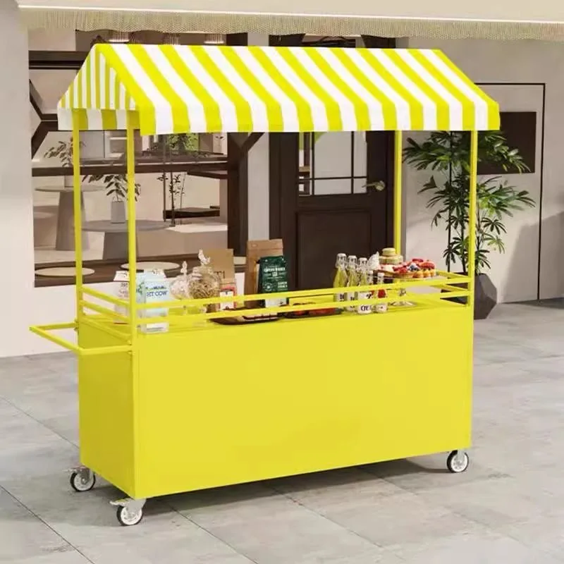 Wrought iron trolley night market stall mobile dining car market display stand foldable promotional table float