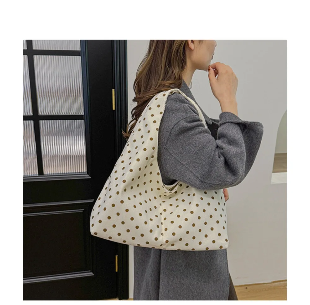 Neue Damenhandtasche mit Polka-Dot-Muster, lässige Umhängetasche aus Cord, große Tragetasche für den täglichen Pendelverkehr – Detail 13