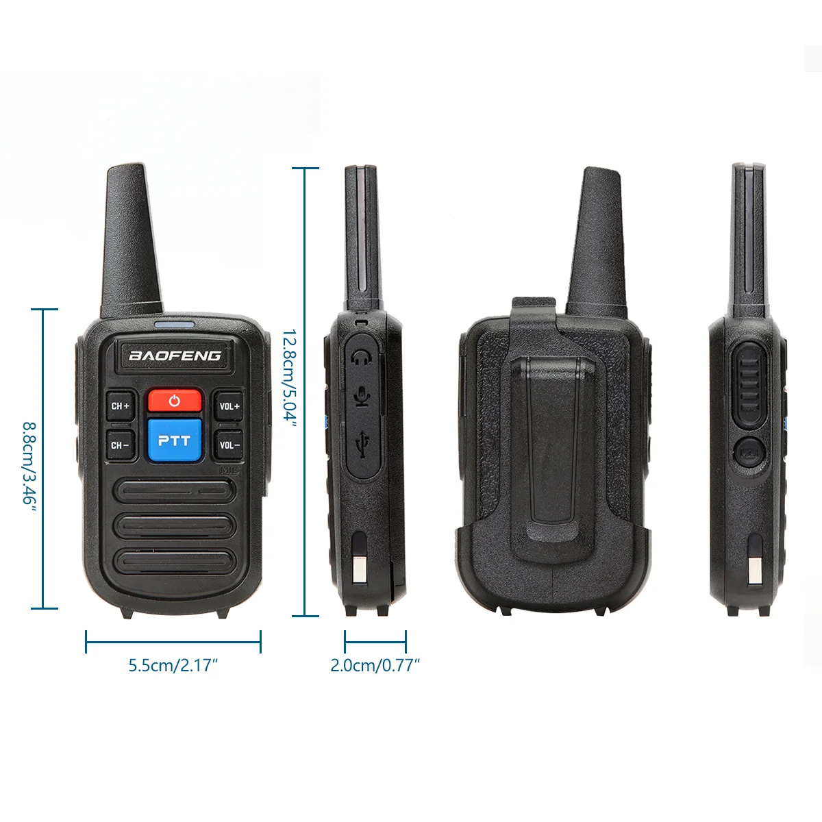 Imagem -04 - Baofeng Rádio Bidirecional para Crianças Mini Walkie Talkie com Carregador 16 Canais de Longo Alcance Ff-c50 400480mhz 5w