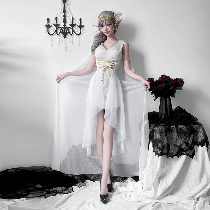 

Новинка 2025 года, средневековый костюм Godd Sle на Хэллоуин, эльф Dr, женский костюм Faion Ele Queen, дизайн, китайское производство