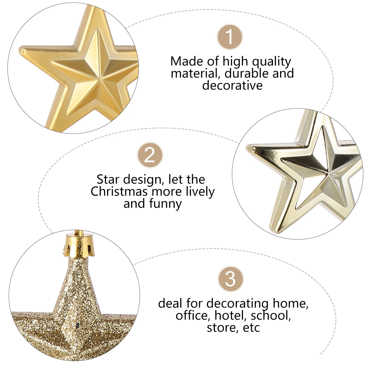 

18Pcs Christmas Star Ornament Hanging Plastic Decor Eco-Friendly Christmas Tree Hanging Star Xmas Decoration for Home Office