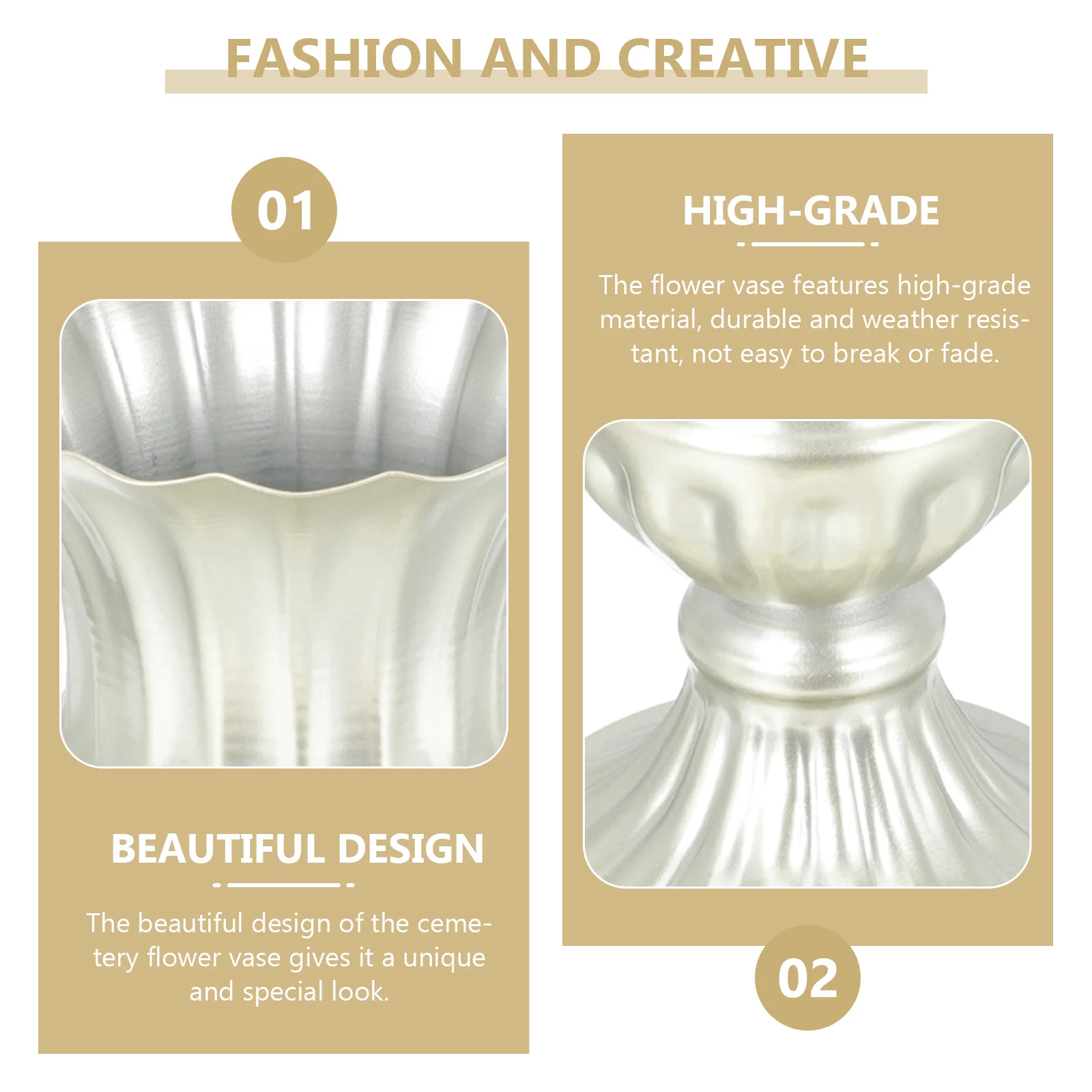 

2pcs Cemetery Flower Metal Grave Vase For Outdoor Weather Resistant Memorial Decor Graveyard Flowerpot Vase For Grave