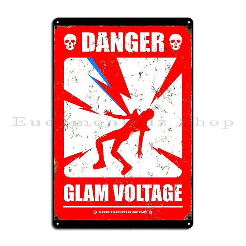 Danger Glam Voltage Rockercat Metal Sign Party Cinema Wall Decor Create Club Tin Sign Poster
