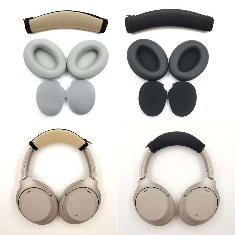 Replacement Leather Ear Pads Cloth Headband Protector For Sony WH-1000XM3 WH1000XM3 Headset Earmuffs EarPads Head beam sleeve