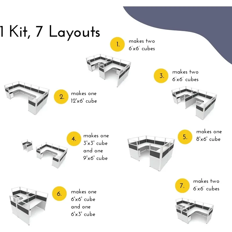 محطات عمل مكعبة مكتبية قابلة للتعديل، طقم مكتب قابل للتخصيص مع ملفات متنقلة للمكتب الحديث.