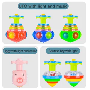 UFO Flashing Spinning Top Kids Gyro Light Up Mainan Anak-anak Peluncur Giroskop Musik LED Piggy Mainan Berputar Pesta Ulang Tahun yang Menyenangkan 6 mainan ringan penjualan terbaik - №