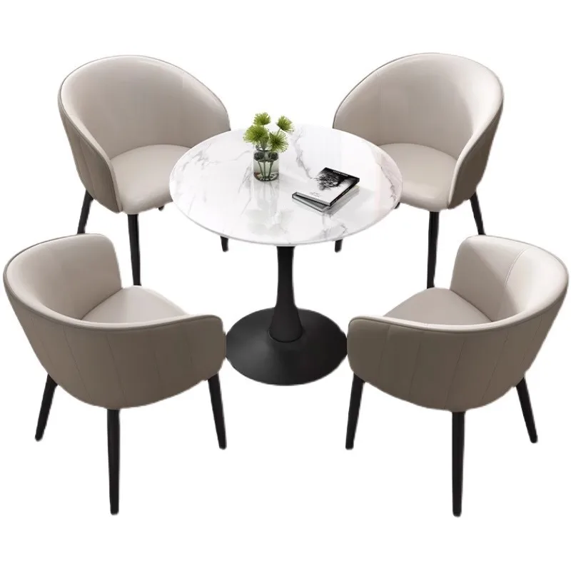 

Nordic Slate Negotiation Small Round Table Sales Office Business Leisure Milk Tea Shop Balcony Reception Combination