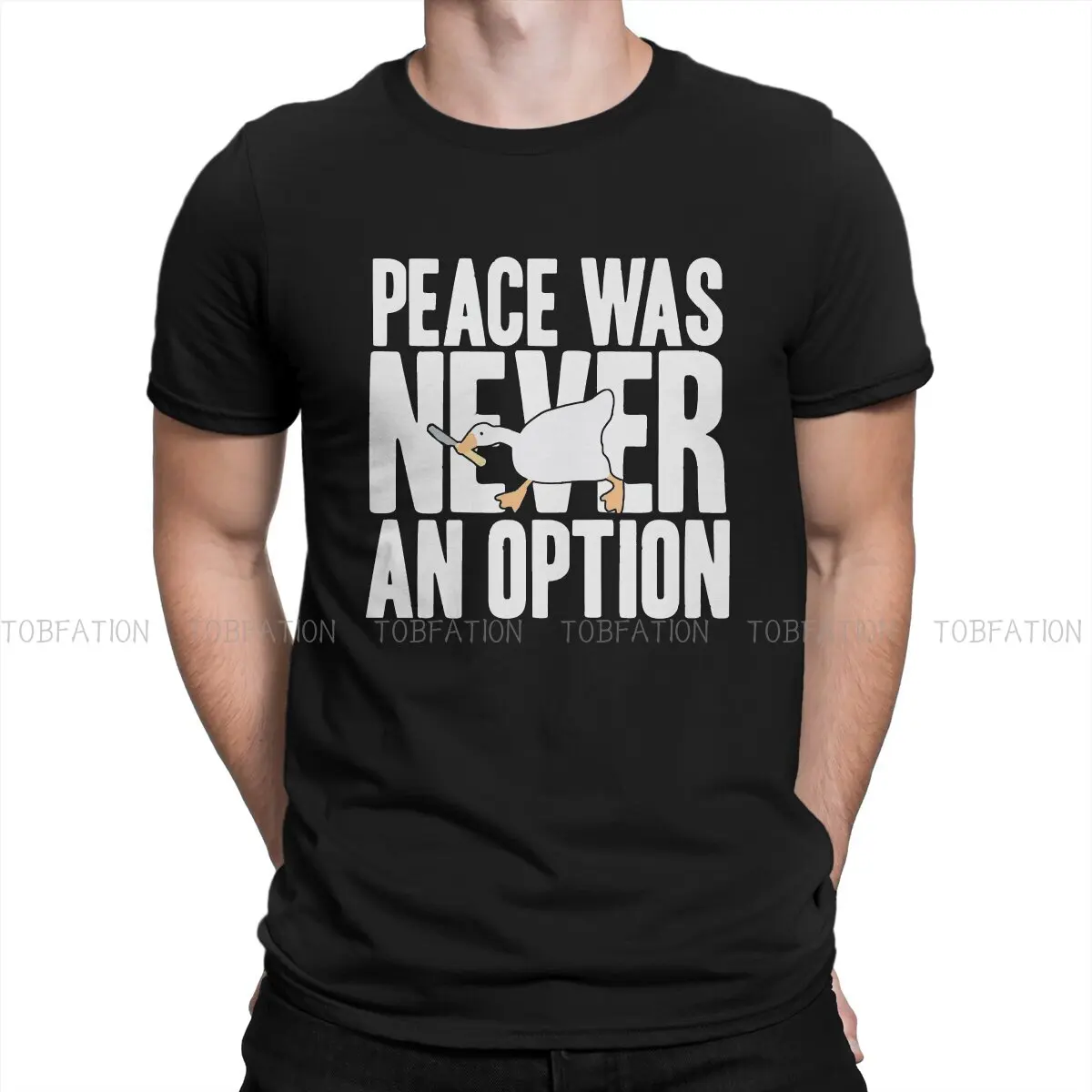 Peace Was Never an Option Hip Hop TShirt Untitled Goose Game Creative Streetwear Comfortable T Shirt Male Short Sleeve