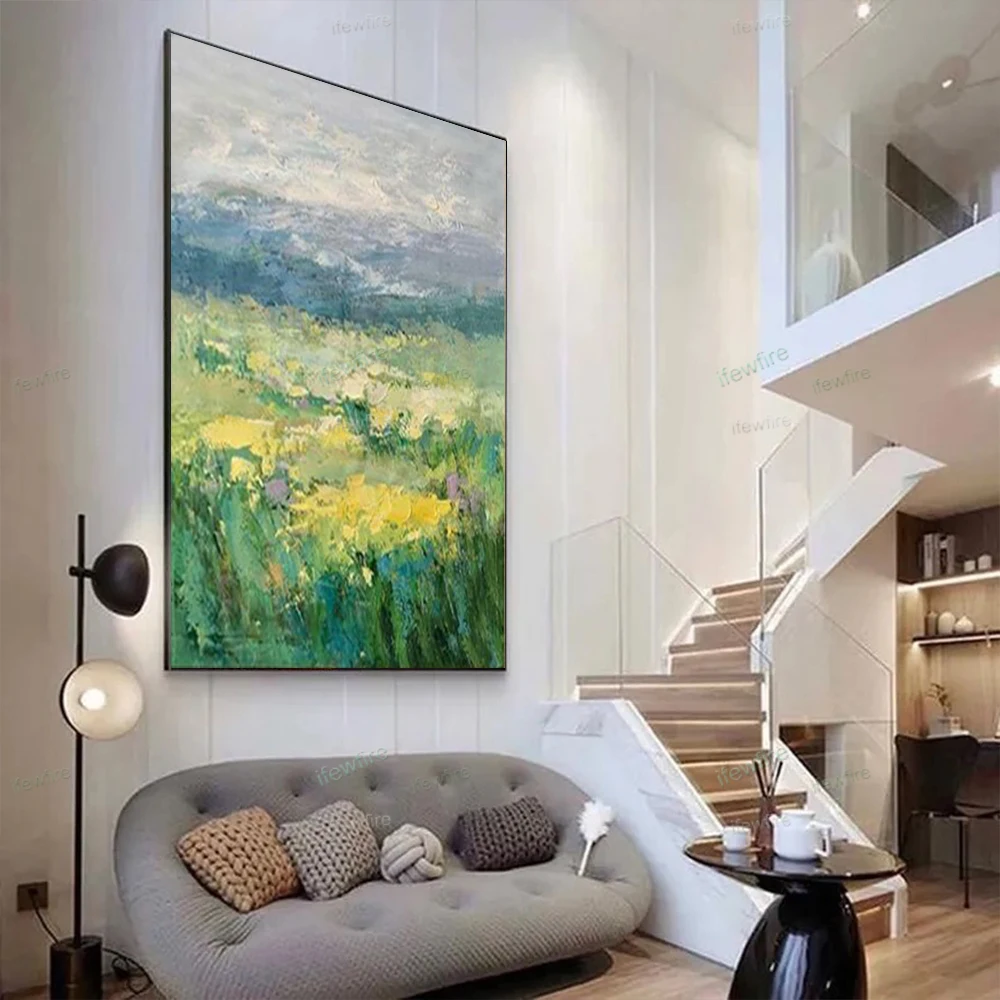 

Golden Lotus Abstract Canvas Paintings Flowers 100% Handmade Cuadros Wall Art Pictures For Living Room Home Decor Oil Poster