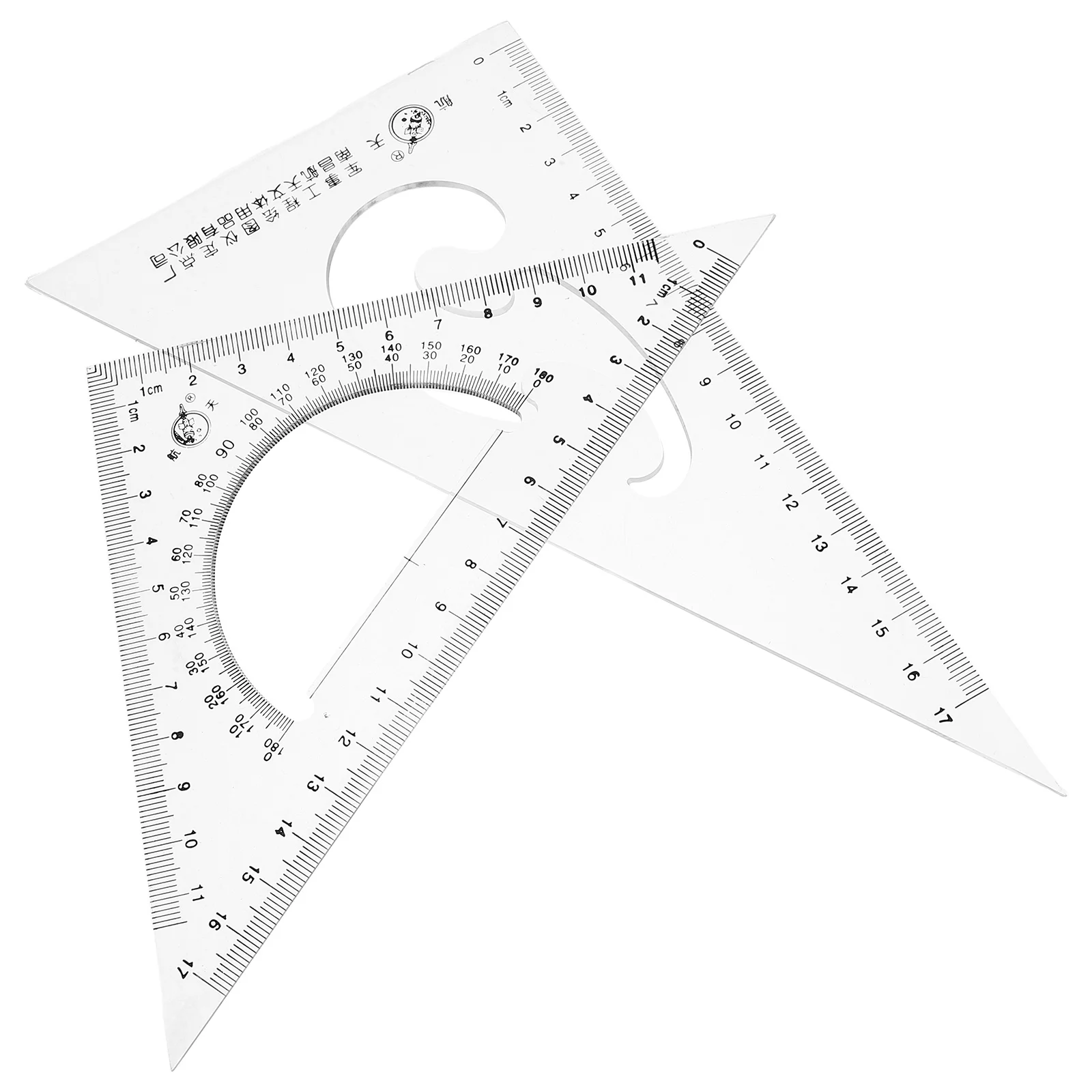 2 قطعة مجموعة مسطرة مثلثة بلاستيكية منقلة ومسطرة مقياس للطلاب الرياضيات الهندسة رسم صياغة المثلثات الهندسة #2