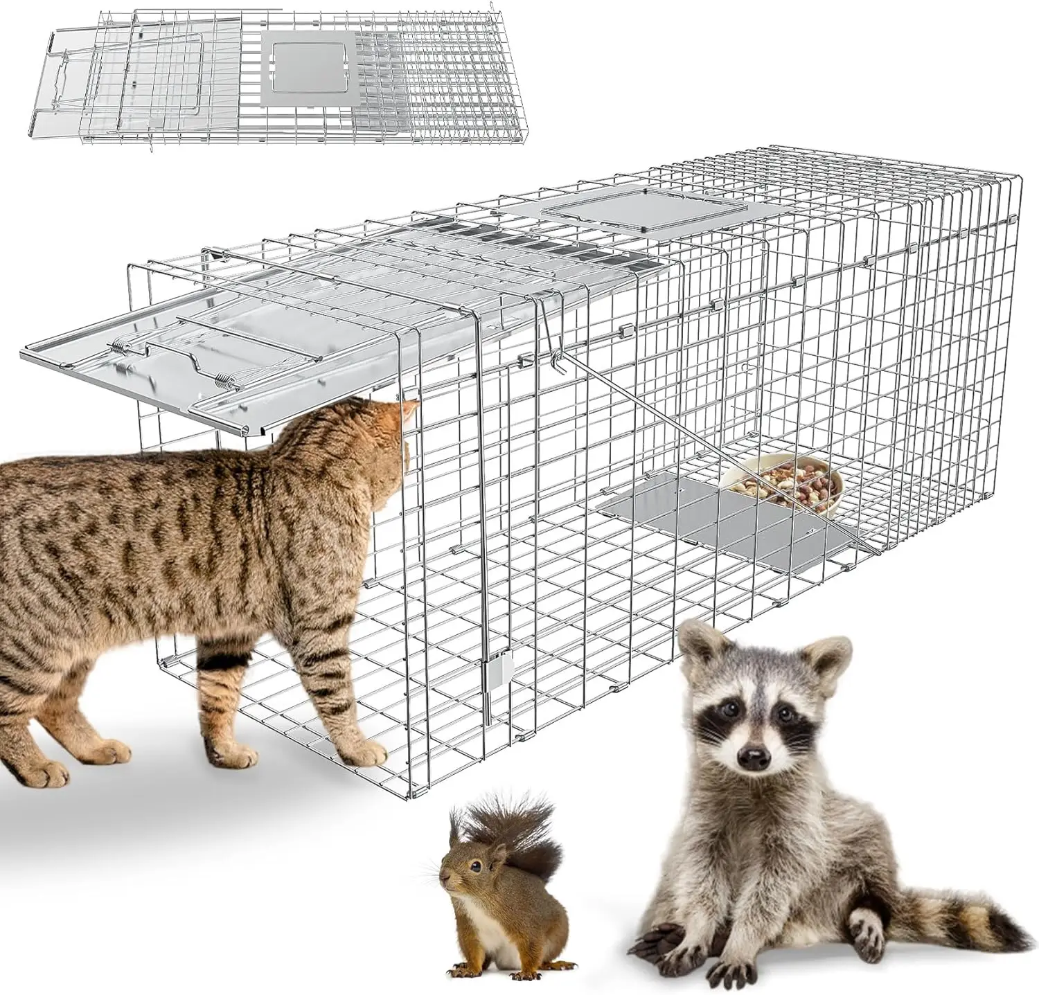 

Прочная складная ловушка-клетка для живых животных: енотов, лис, белок, скунсов - большая, 31x11x13 дюймов, для отлова и выпуска