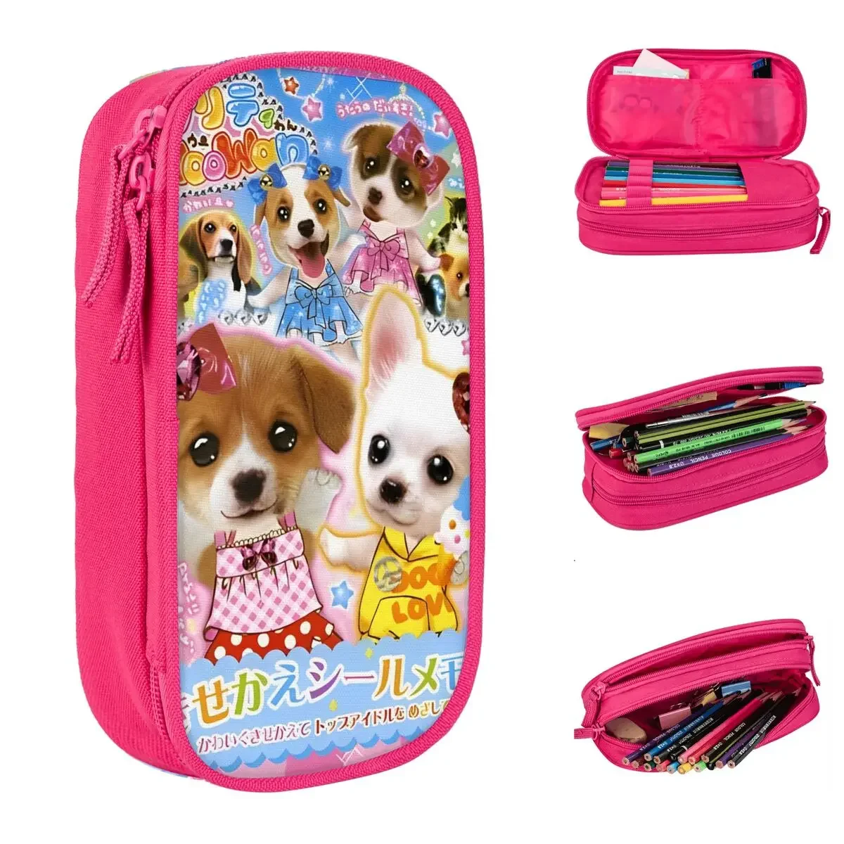 Lovely Cute Cartoon Animal Pencil Cases Vintage Puppy Dog Pencilcases Pen for Student Bags School Supplies Cosmetic Stationery