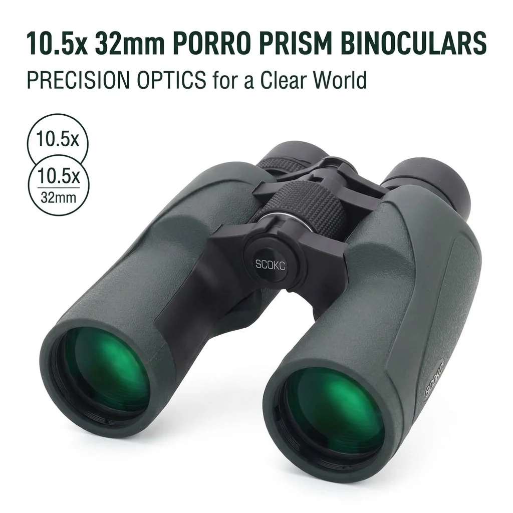 

SCOKC 10.5X/8.5X32 Professional Porro Prism Binoculars Waterproof Fogproof FMC Green Film Telescope Bird Watching Hunting Hiking