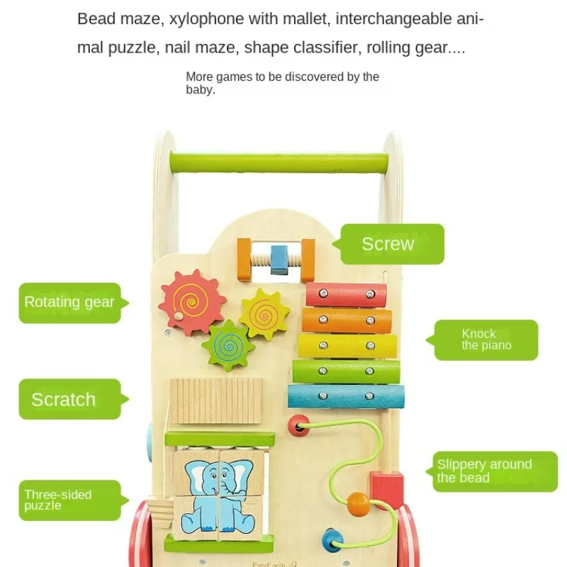 Многофункциональные Обучающие ходунки для малышей, Обучающие балансирующие деревянные развивающие игрушечные тележки, ходунки для малышей от 6 до 18 месяцев