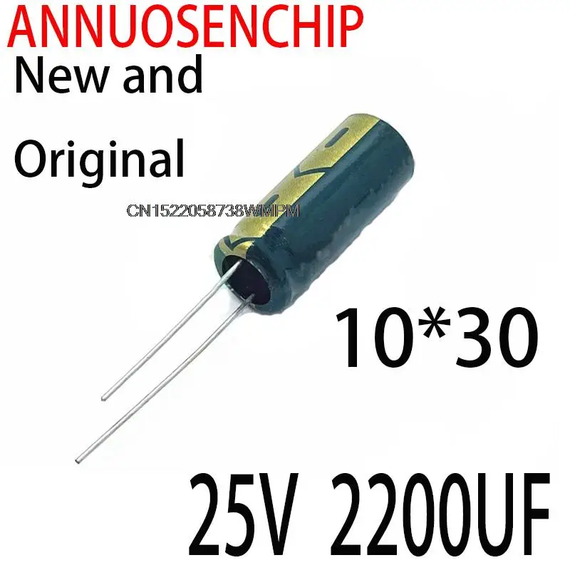 50PCS New and Original 105 degrees Electrolytic capacitor  LCD Sound power high-frequency capacitance DIP 10 * 30 25V 2200UF