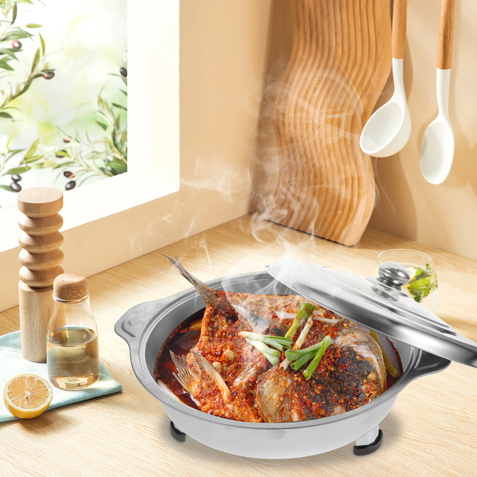 

Stainless Steel Grilled Fish Plate Large Capacity Camping Alcohol Stove Rack Portable Metal Outdoor Restaurant Self Service BBQ