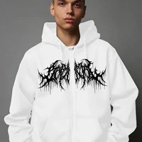 Sudadera con capucha Y2K con cremallera para hombre con estampado estilo Hip Hop gótico manga larga invierno comercial calle