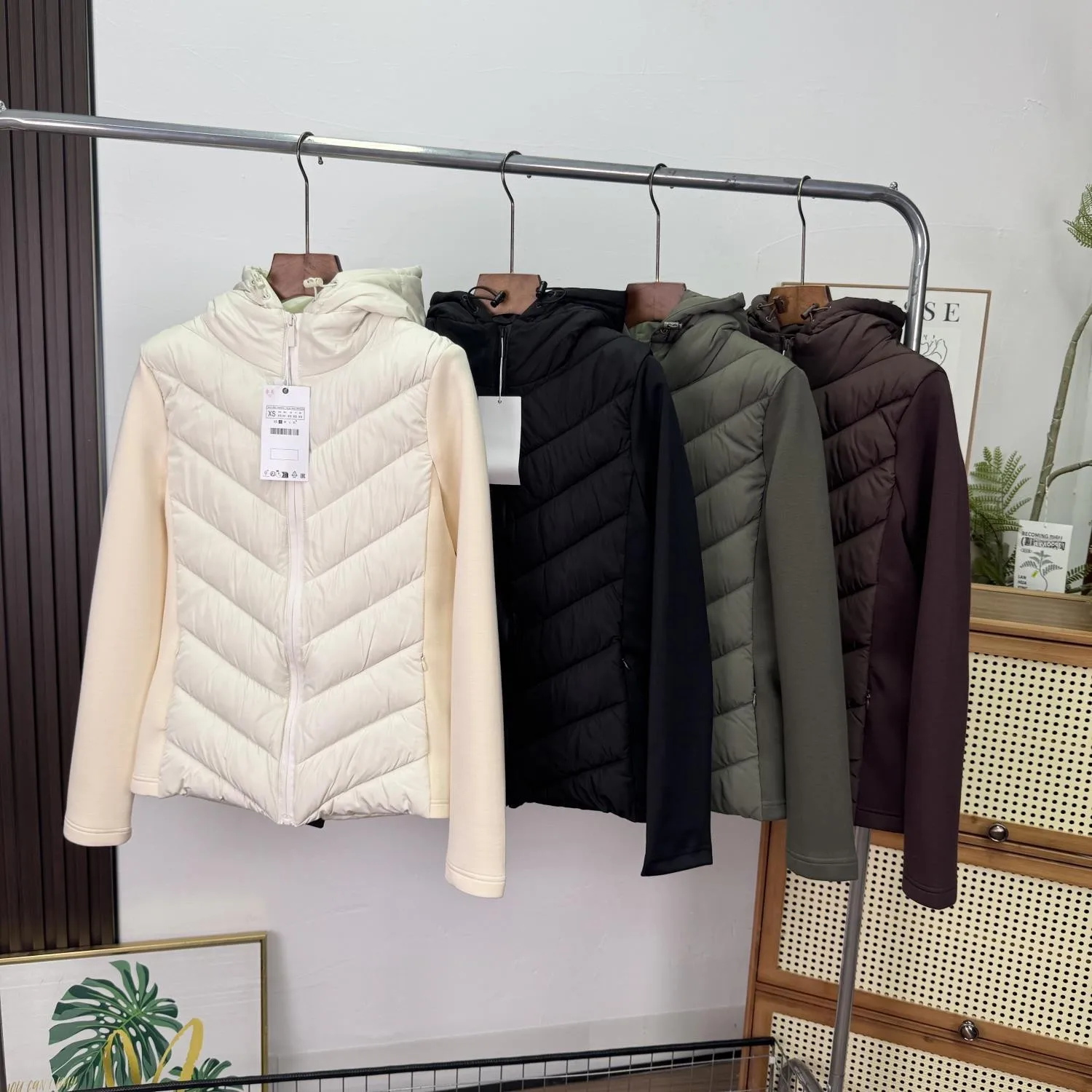 

Sweet Faionable Lightweight Hooded Cotton Jaet New Arrival 2025 Autumn Patchwork Design Women's Coat 8073227