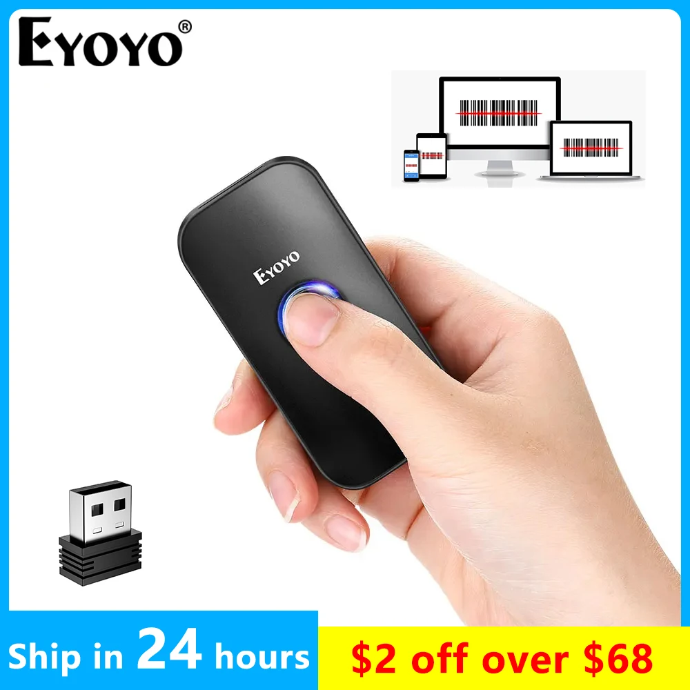 Eyoyo EY-009C Mini 1D CCD Bluetooth Barcode Scanner Screen Scanning Built-in 650mAh Battery Hide/Add Custom Prefix/Suffix Digits