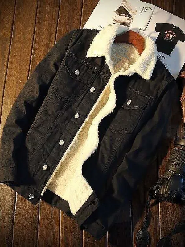 

Мужская зимняя джинсовая куртка Thiened Fce, теплое бархатное свободное хлопковое пальто ягненка, повседневная верхняя одежда на осень-зиму