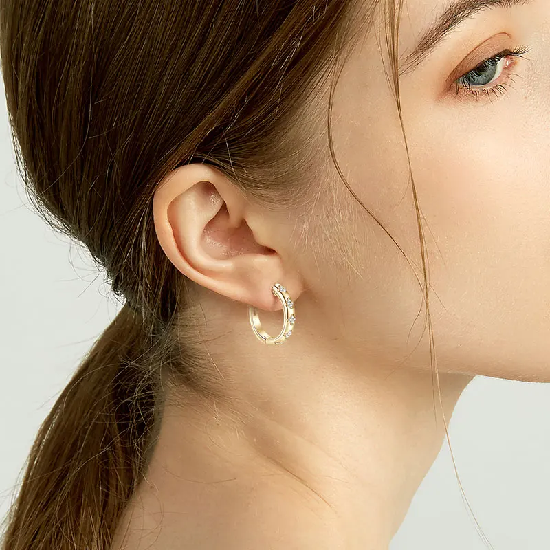 2026 Ehhai Voll 1mm VVS1 D-Farbe Rundschliff Moissanit Creolen für Damen S925 Sterling Silber Edelschmuck Geschenke Ohrringe – Detail 15