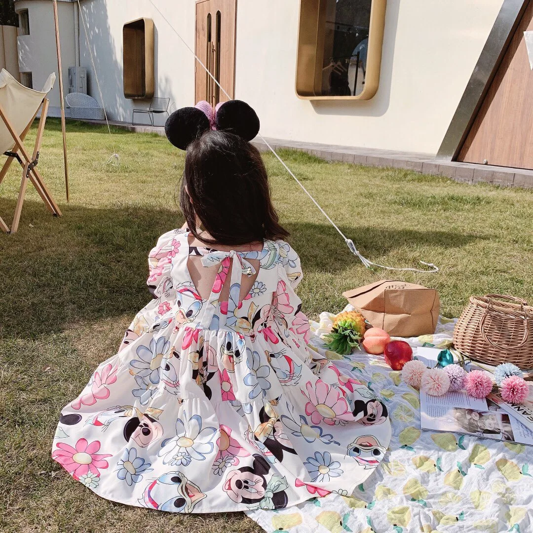 TureMouse Destroy Andrar Cartoon Robe à manches bouffantes pour enfants, robe décontractée pour bébé fille, robes de princesse mignonnes, vêtements d'été pour tout-petits, dos nu